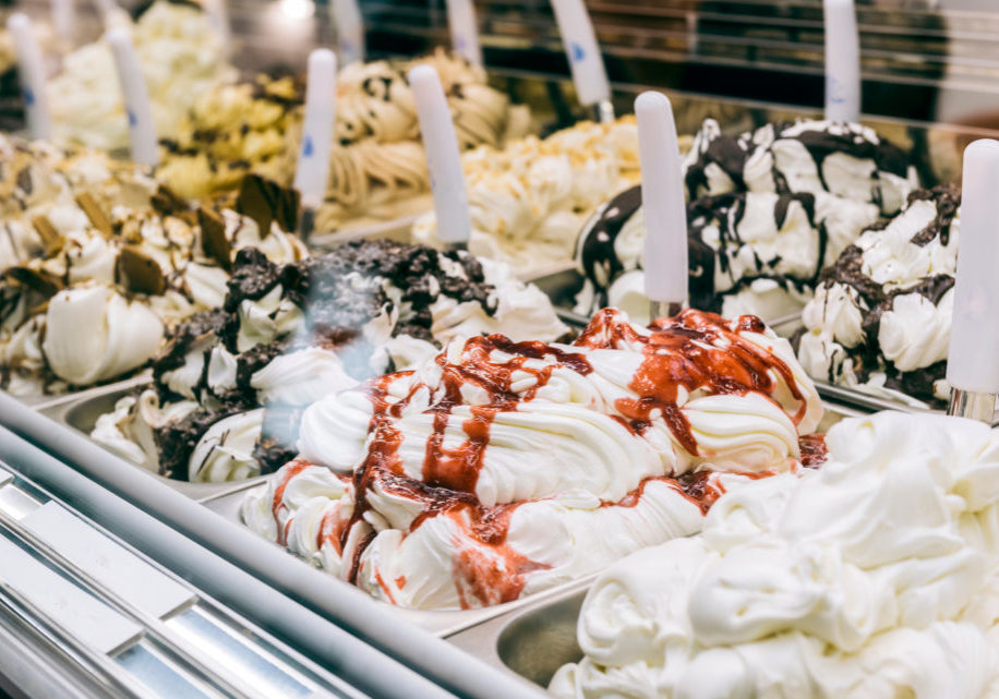 Traditional,Italian,Gelato,In,The,Frige,selective,Focus